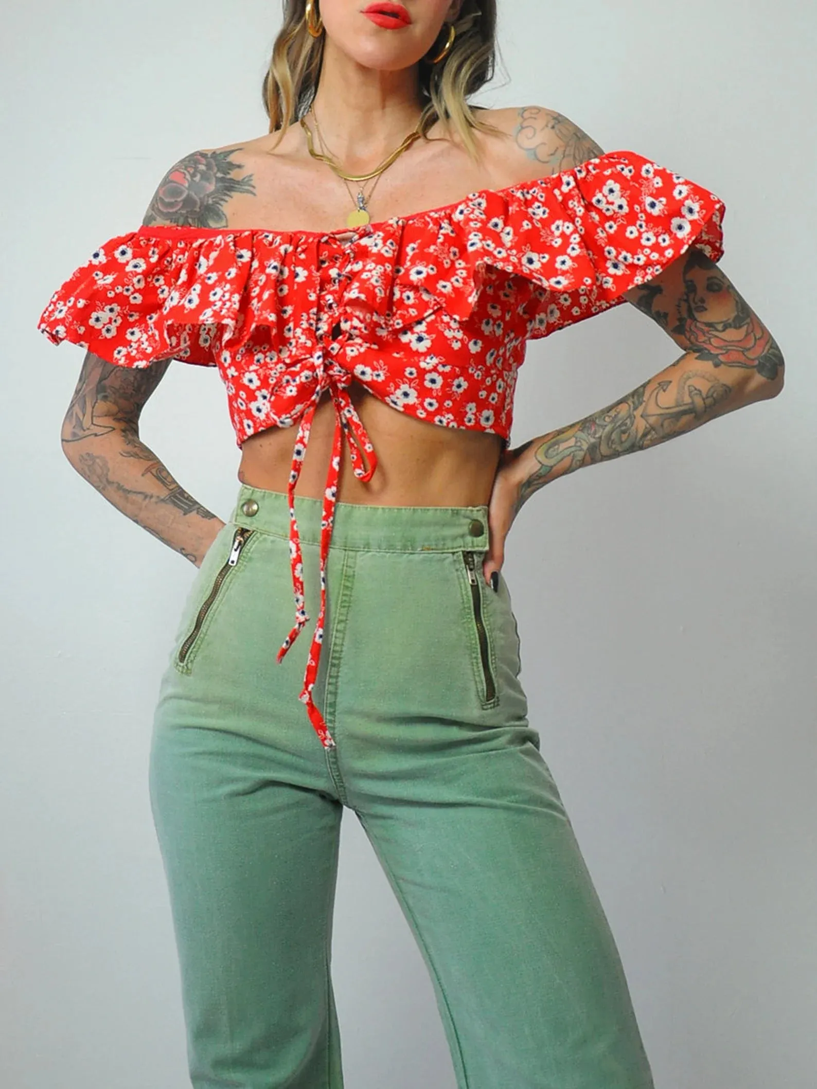 1970's Roma Ruffle Crop Top