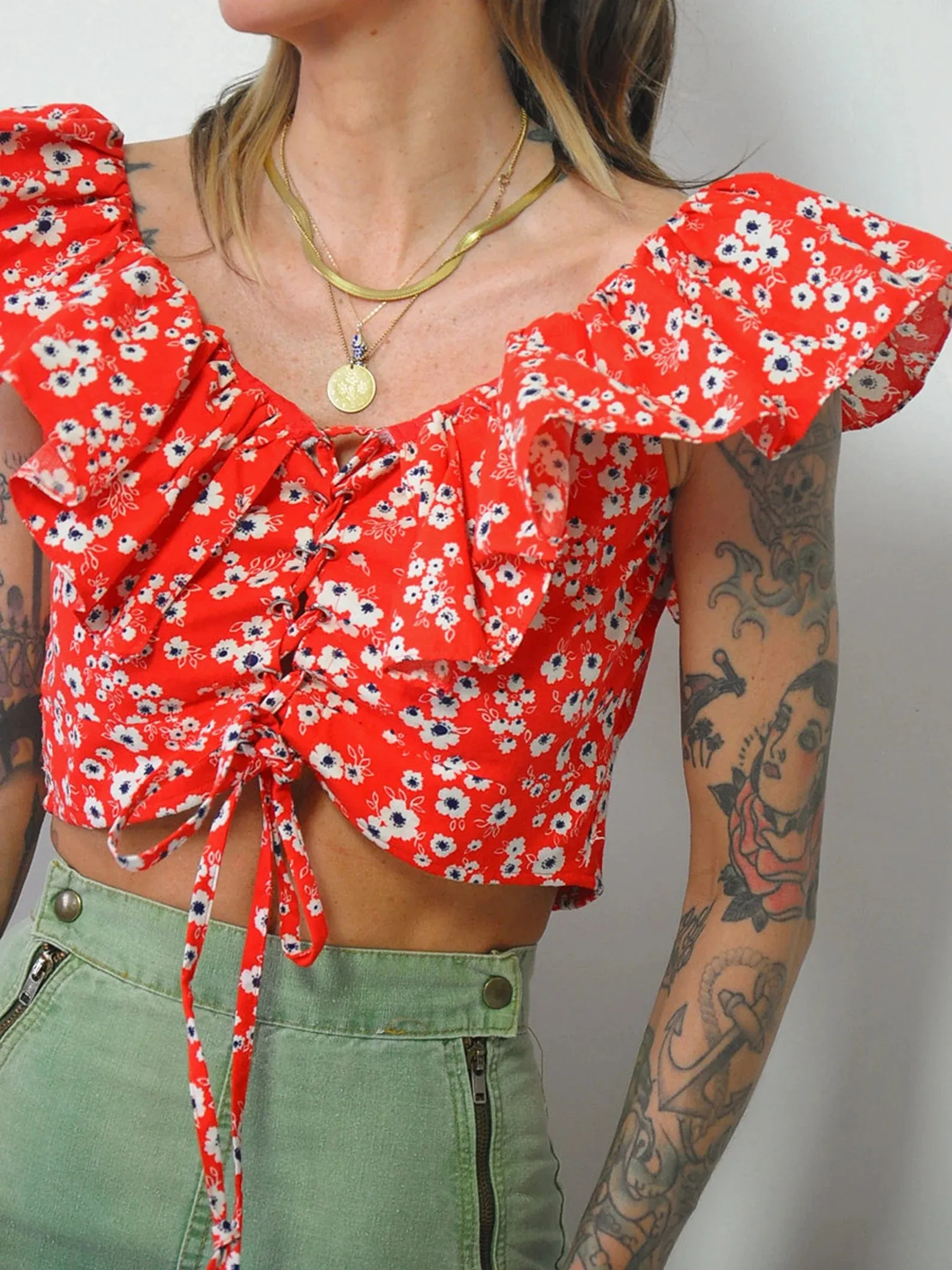 1970's Roma Ruffle Crop Top