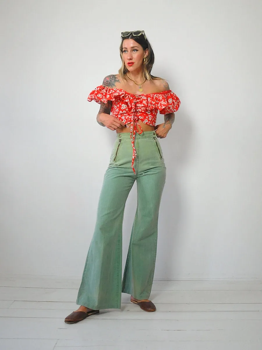 1970's Roma Ruffle Crop Top