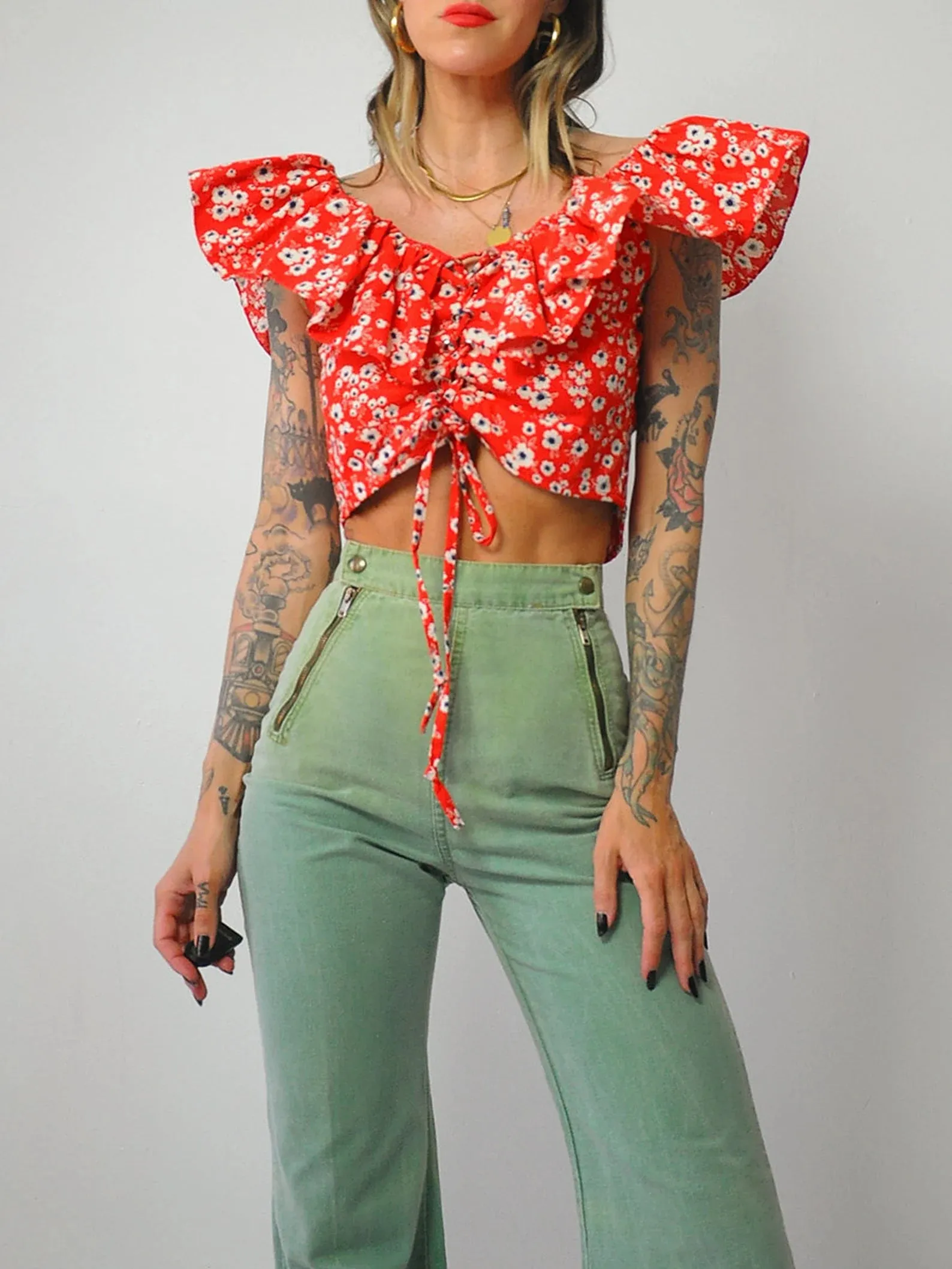 1970's Roma Ruffle Crop Top