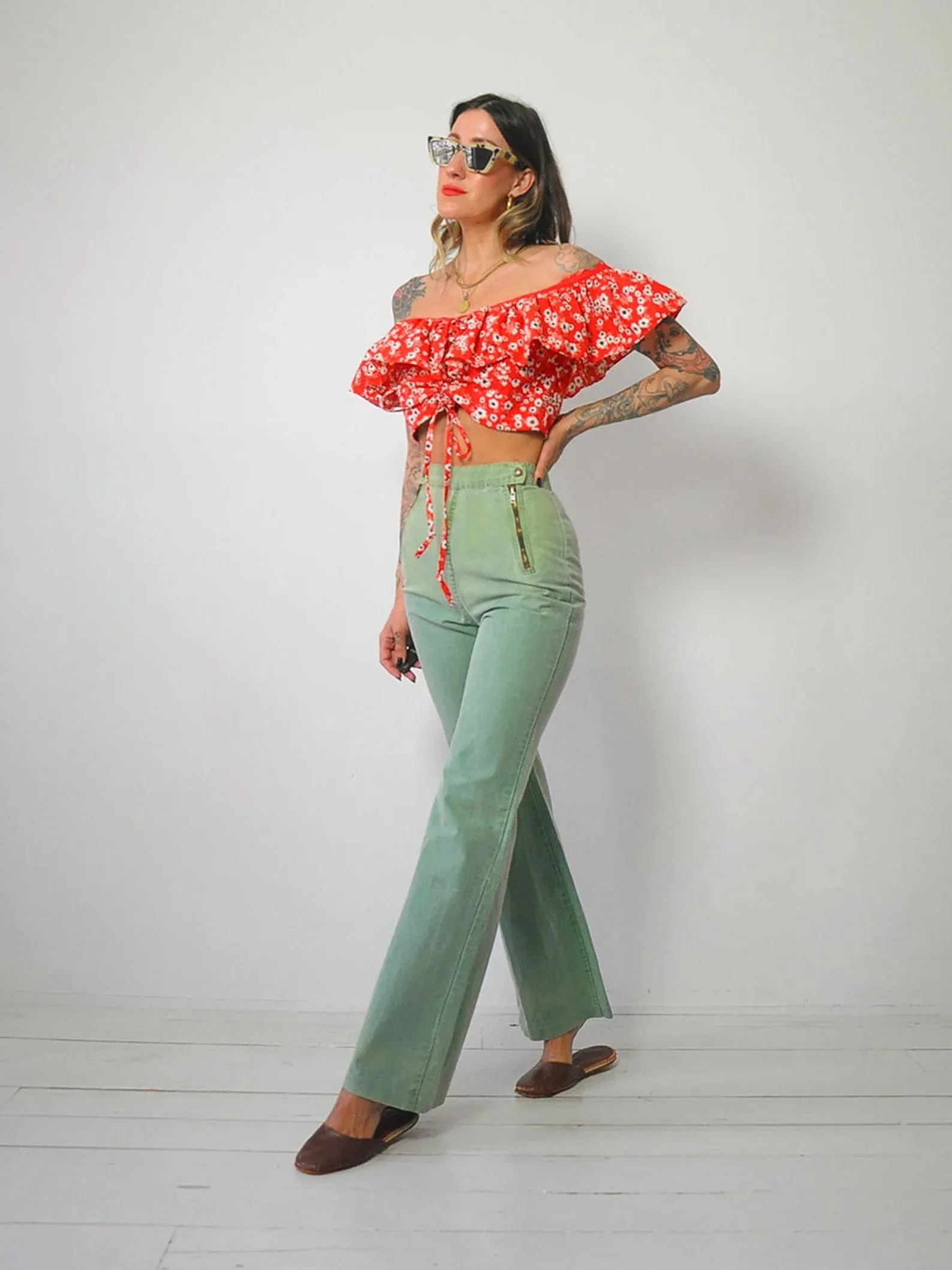 1970's Roma Ruffle Crop Top