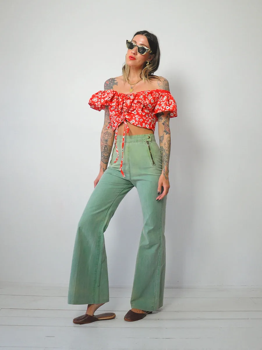 1970's Roma Ruffle Crop Top