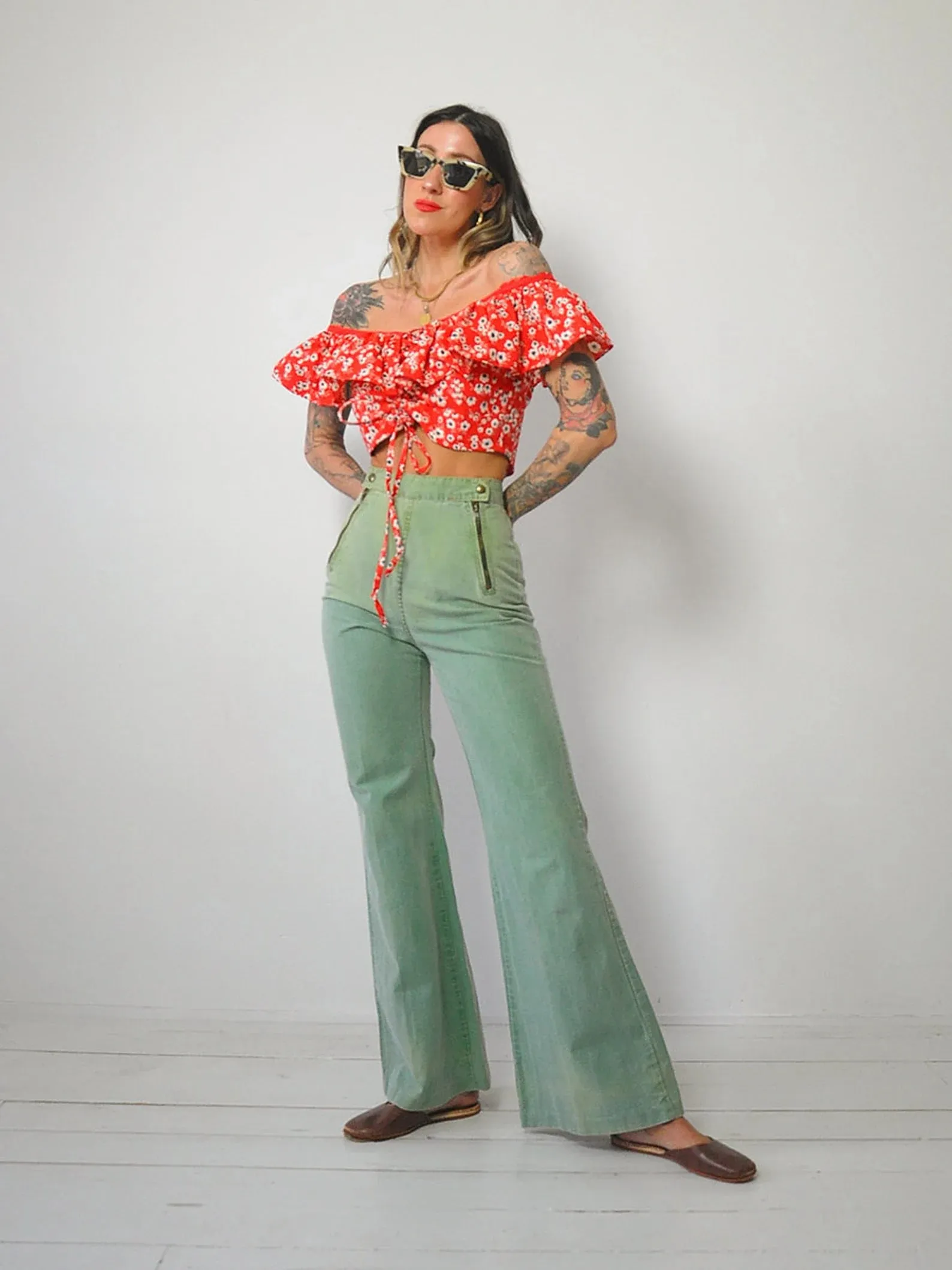 1970's Roma Ruffle Crop Top