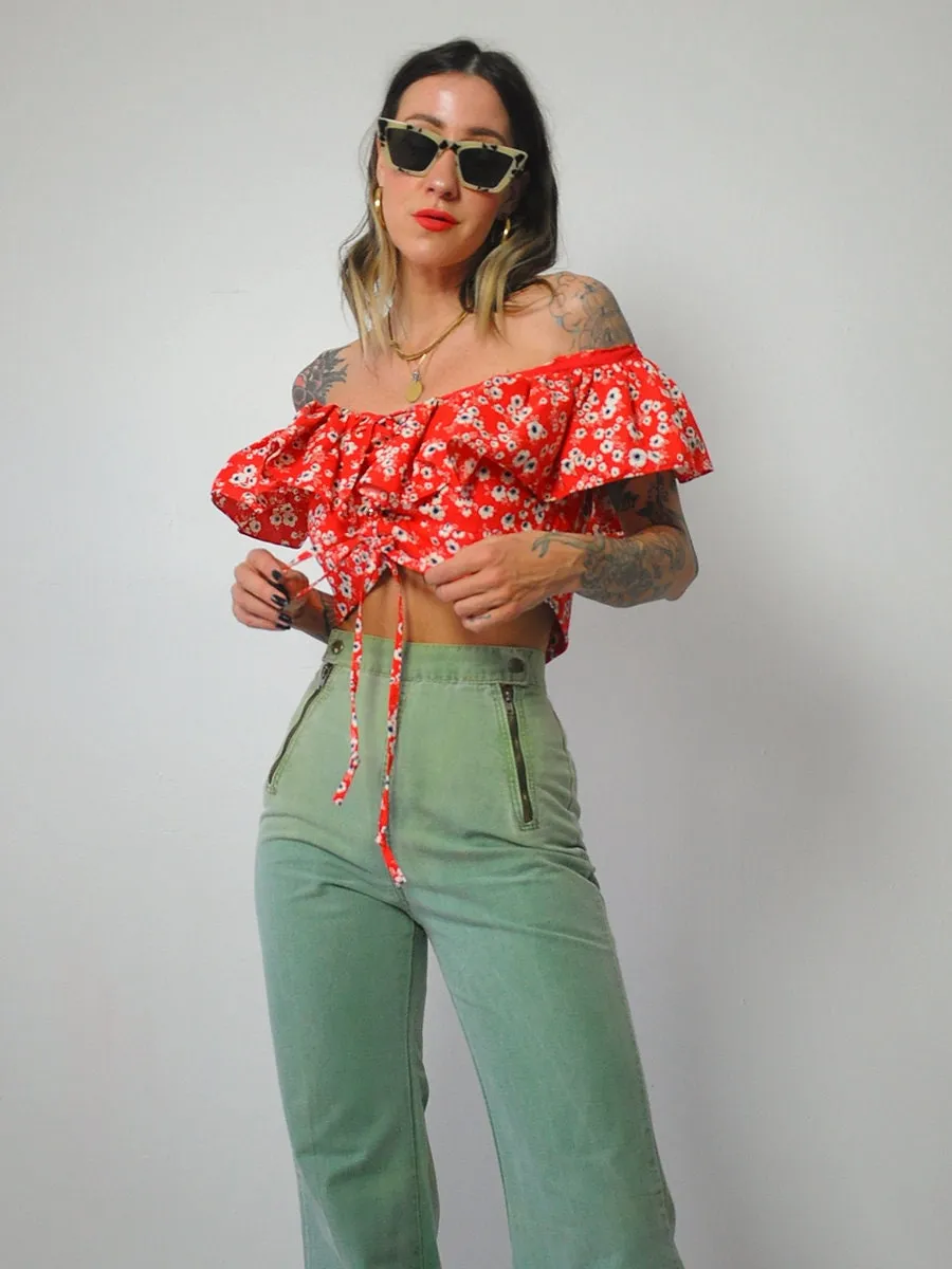 1970's Roma Ruffle Crop Top