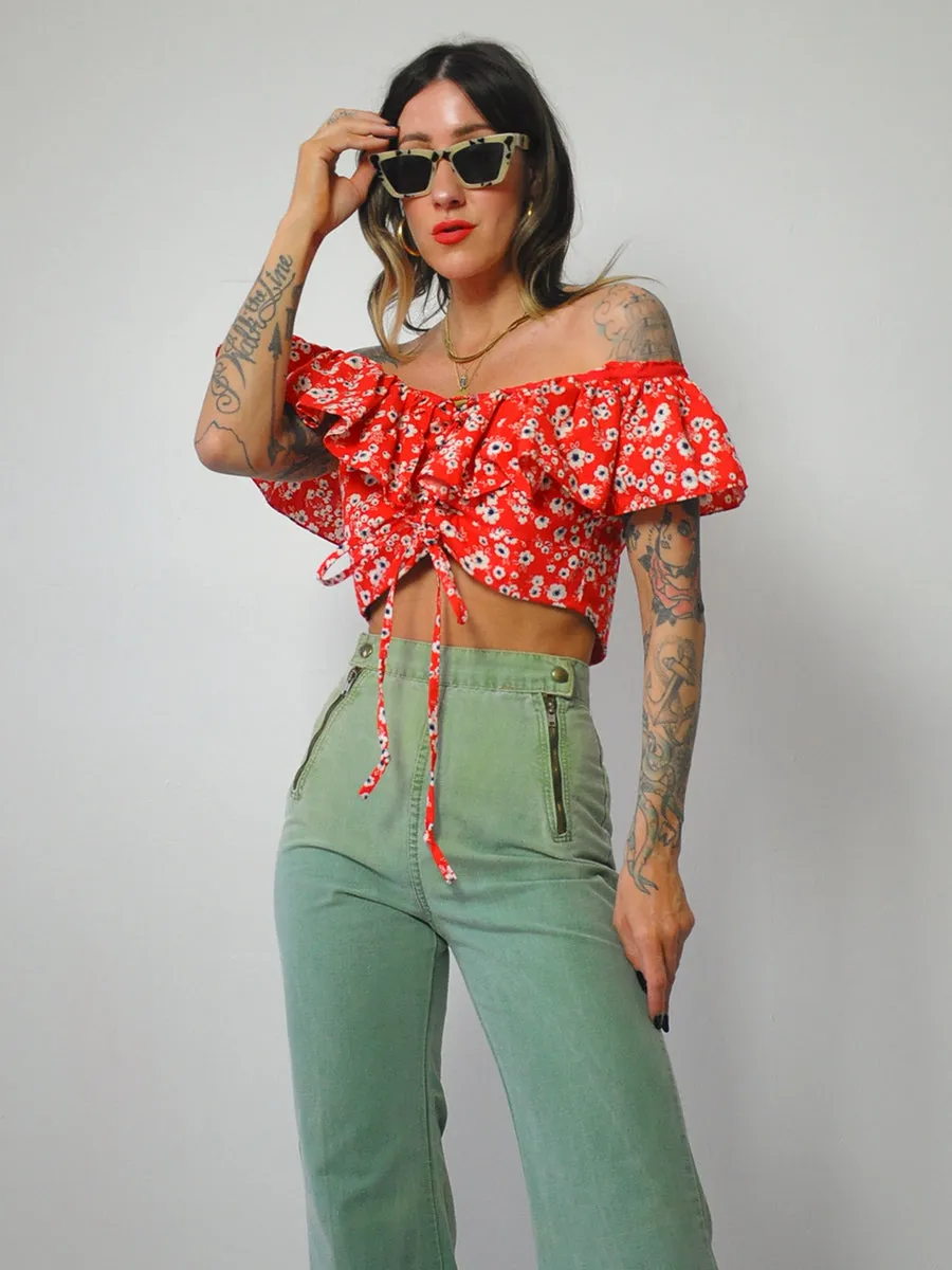 1970's Roma Ruffle Crop Top