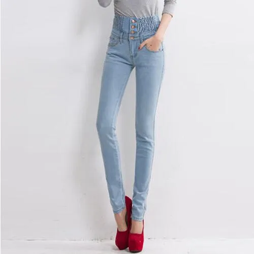 2017 Jeans Womens High Waist Elastic Skinny Denim Long Pencil Pants Plus Size 40 Woman Jeans Camisa Feminina Lady Fat Trousers