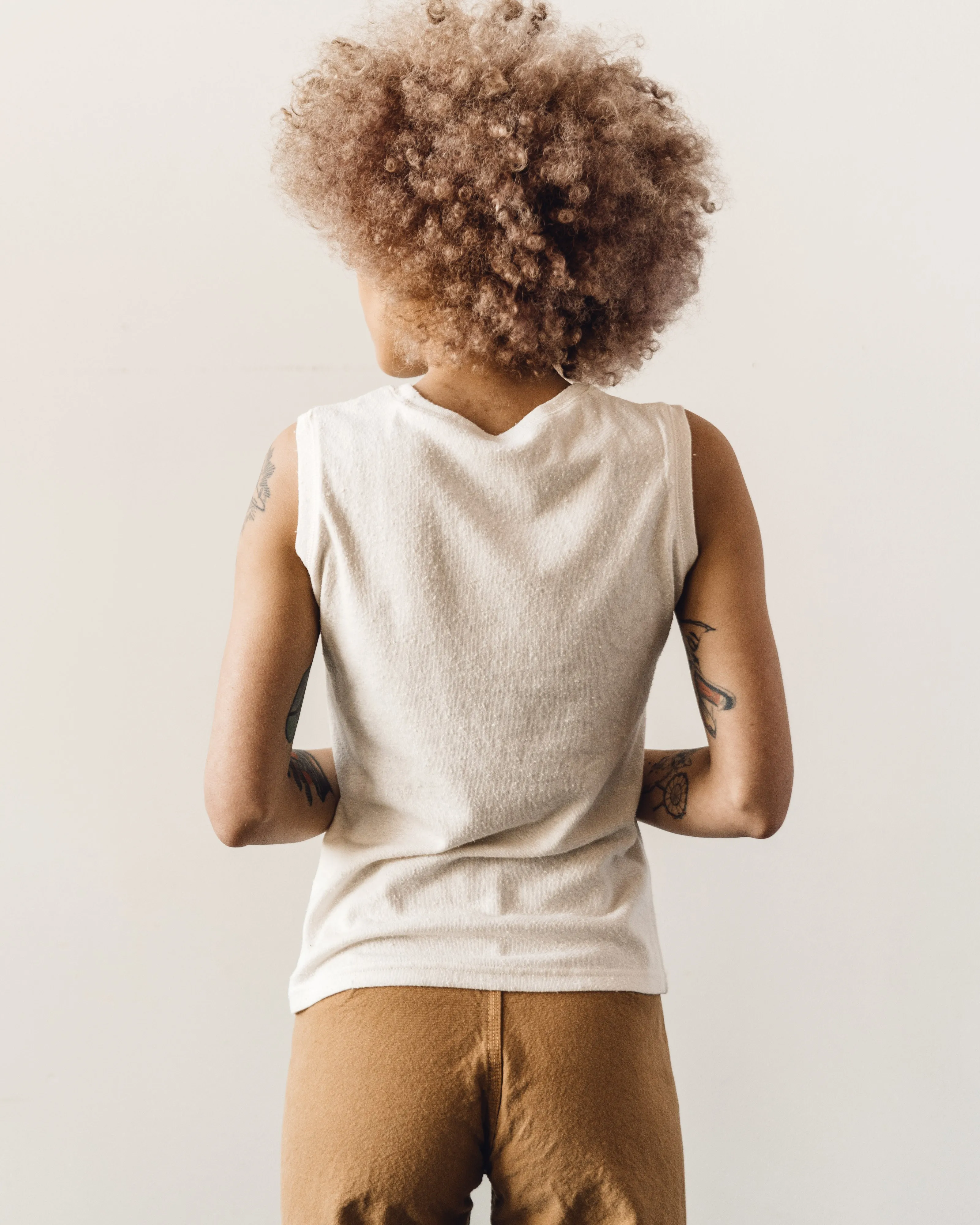 7115 Linen Textured Tank Tee, Off-White