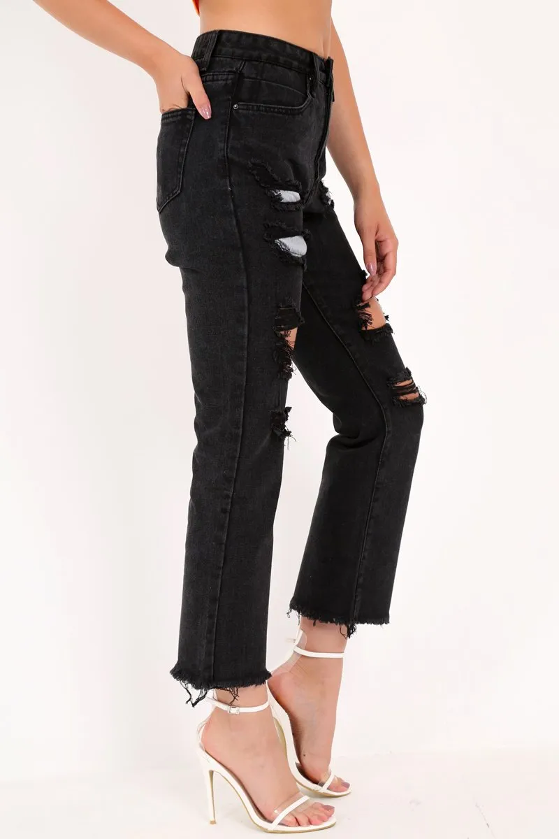 Black Extreme Distressed Jeans - Isaly