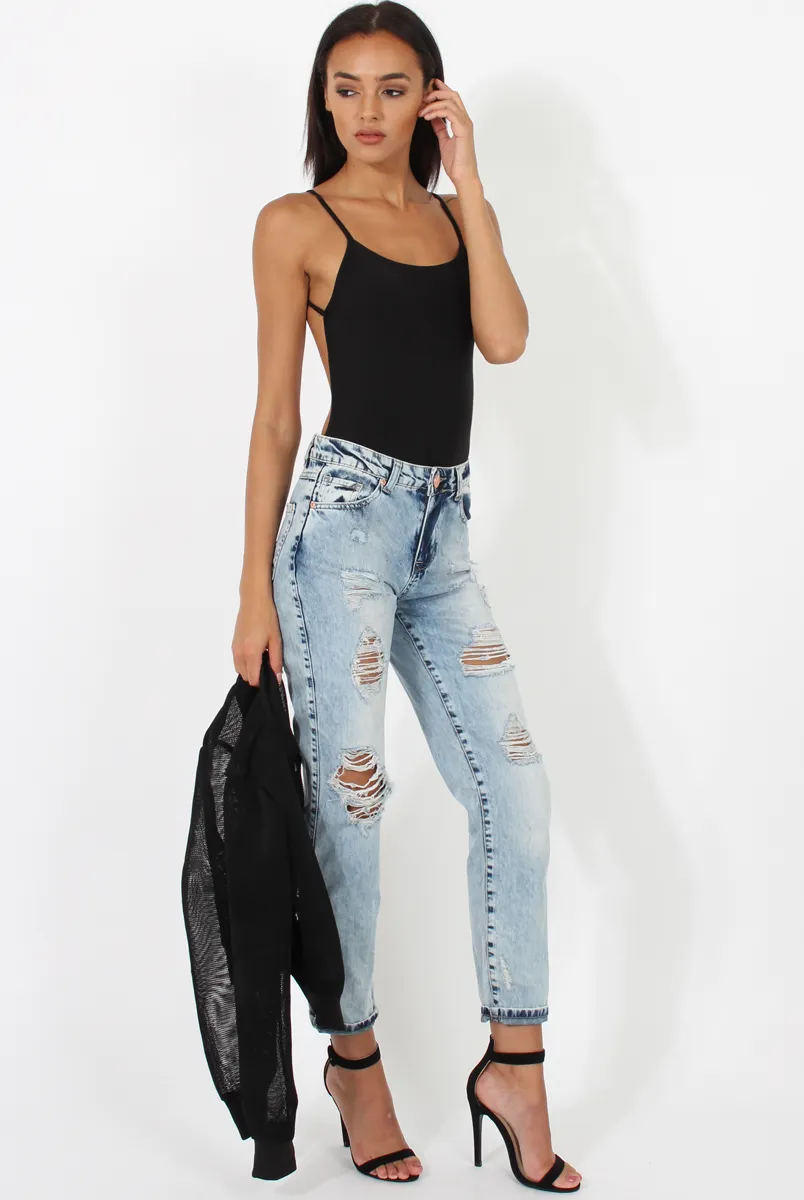 Black Open Back Bodysuit - Aniyah