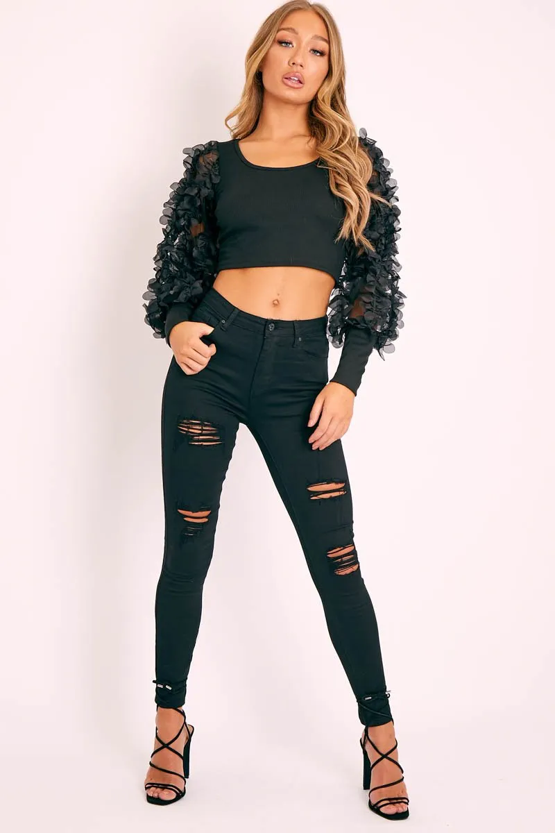 Black Ripped Skinny Jeans - Blair