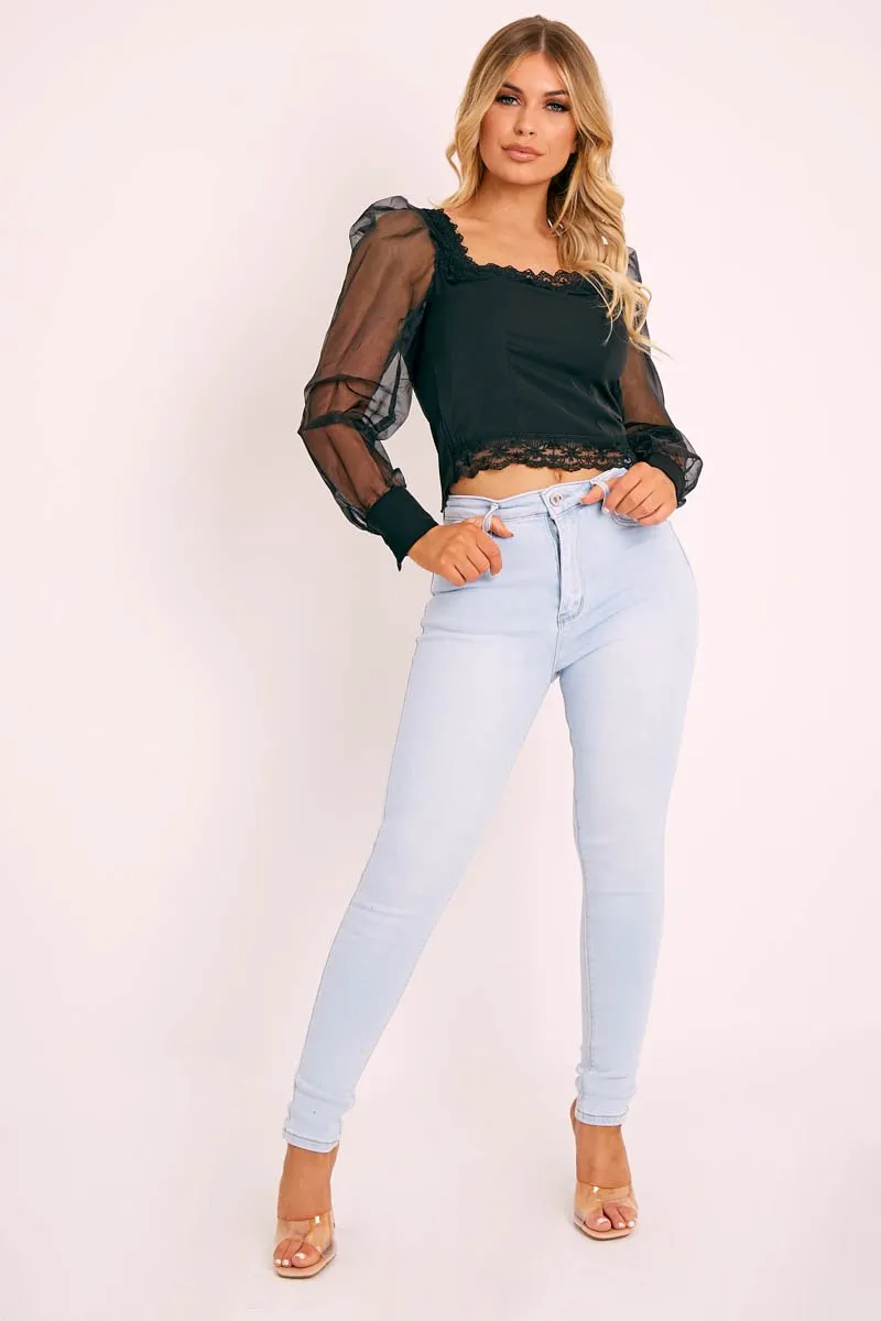 Bleached Light Blue Denim Skinny Jeans - Ioanna