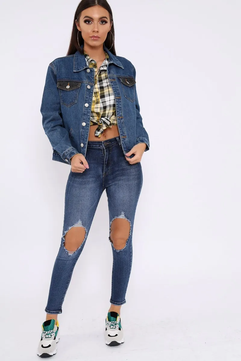 Blue Distressed Extreme Rip Jeans - Geanna