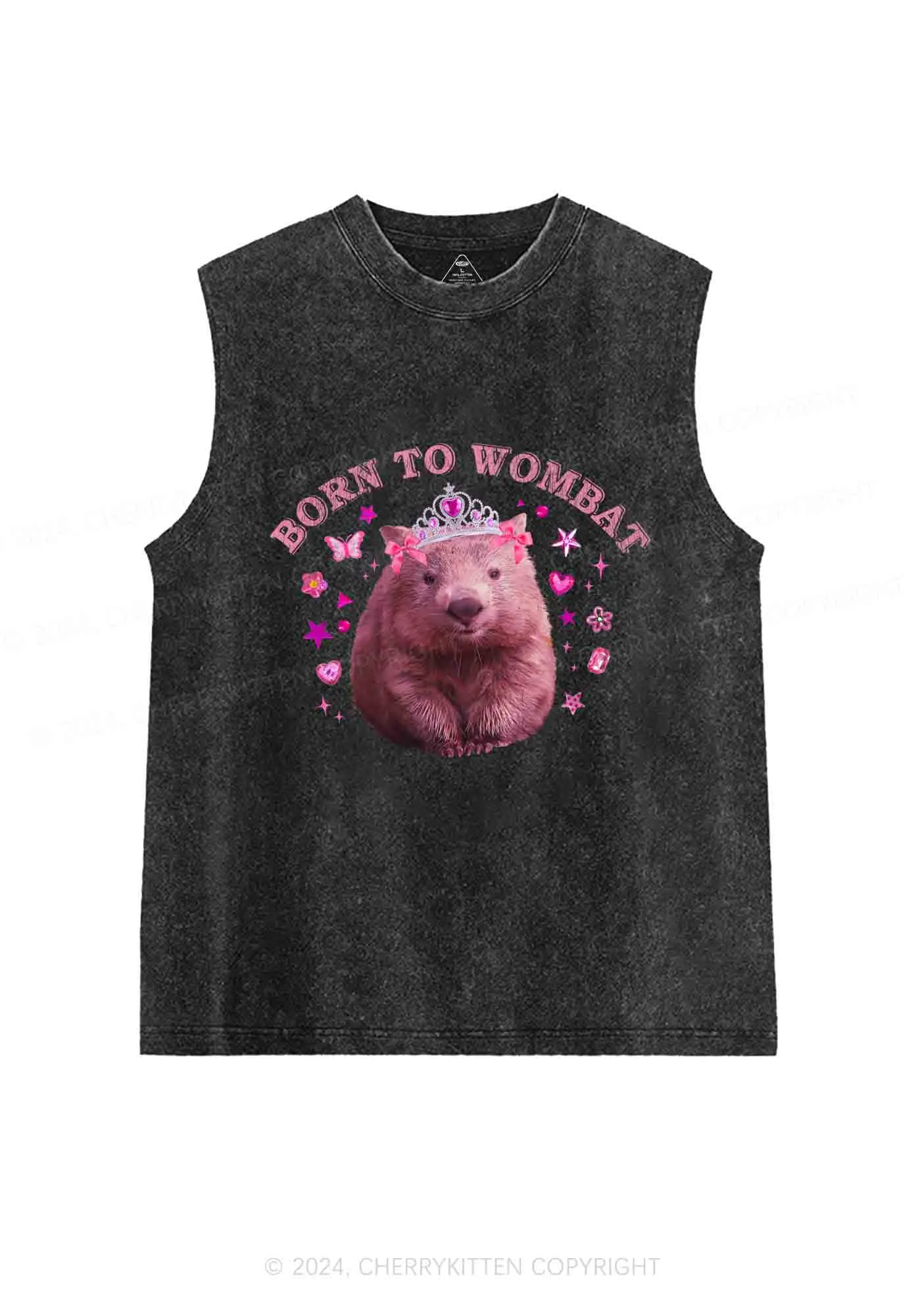 Born to Wombat Y2K Washed Tank Cherrykitten