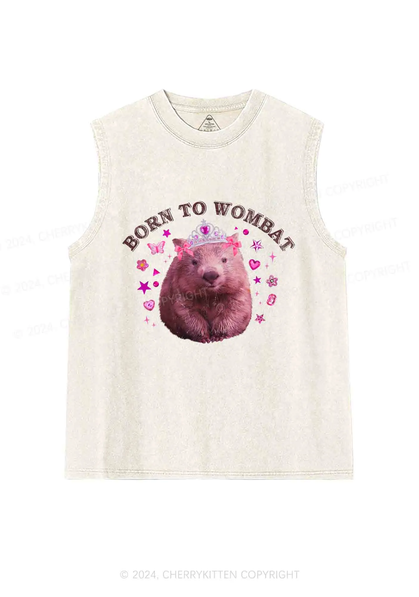 Born to Wombat Y2K Washed Tank Cherrykitten