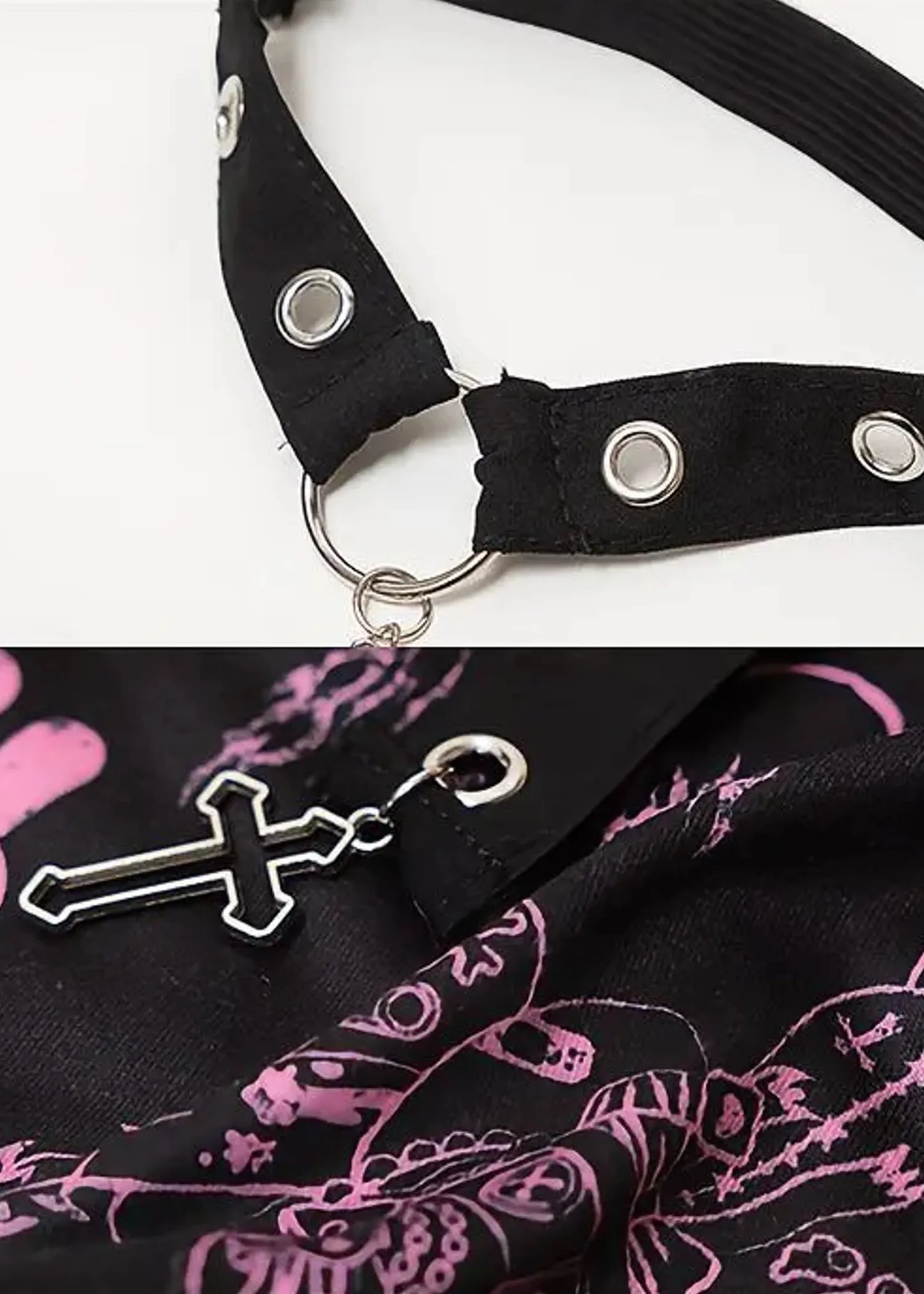 Punky Bunny Bondage Leg Warmers in Black and Pink