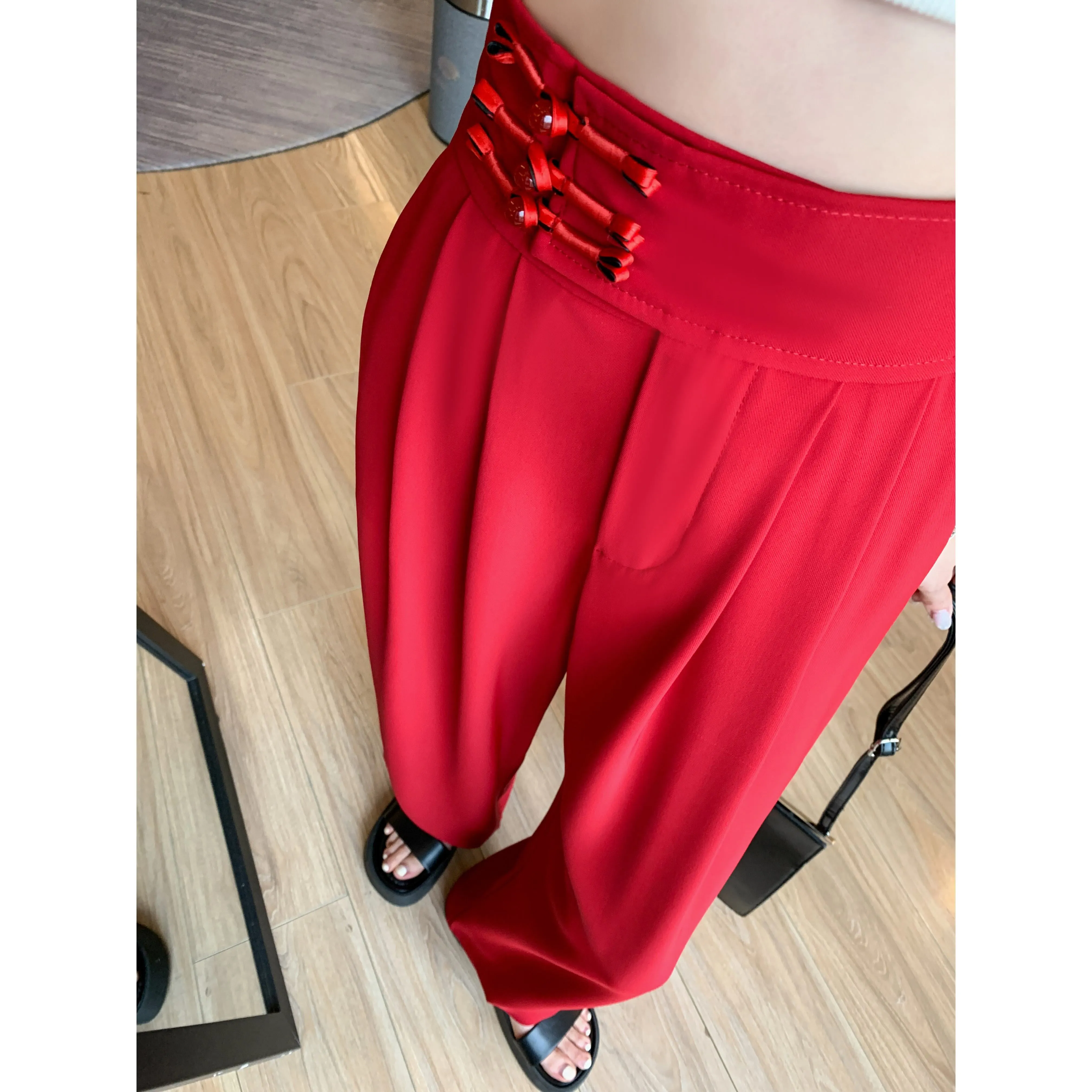 Casual Silky High-Waisted Straight-Leg Slimming Pants