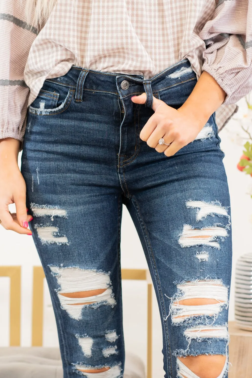 Cleo High Rise Distressed Skinny