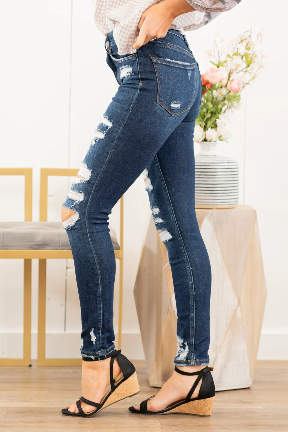 Cleo High Rise Distressed Skinny