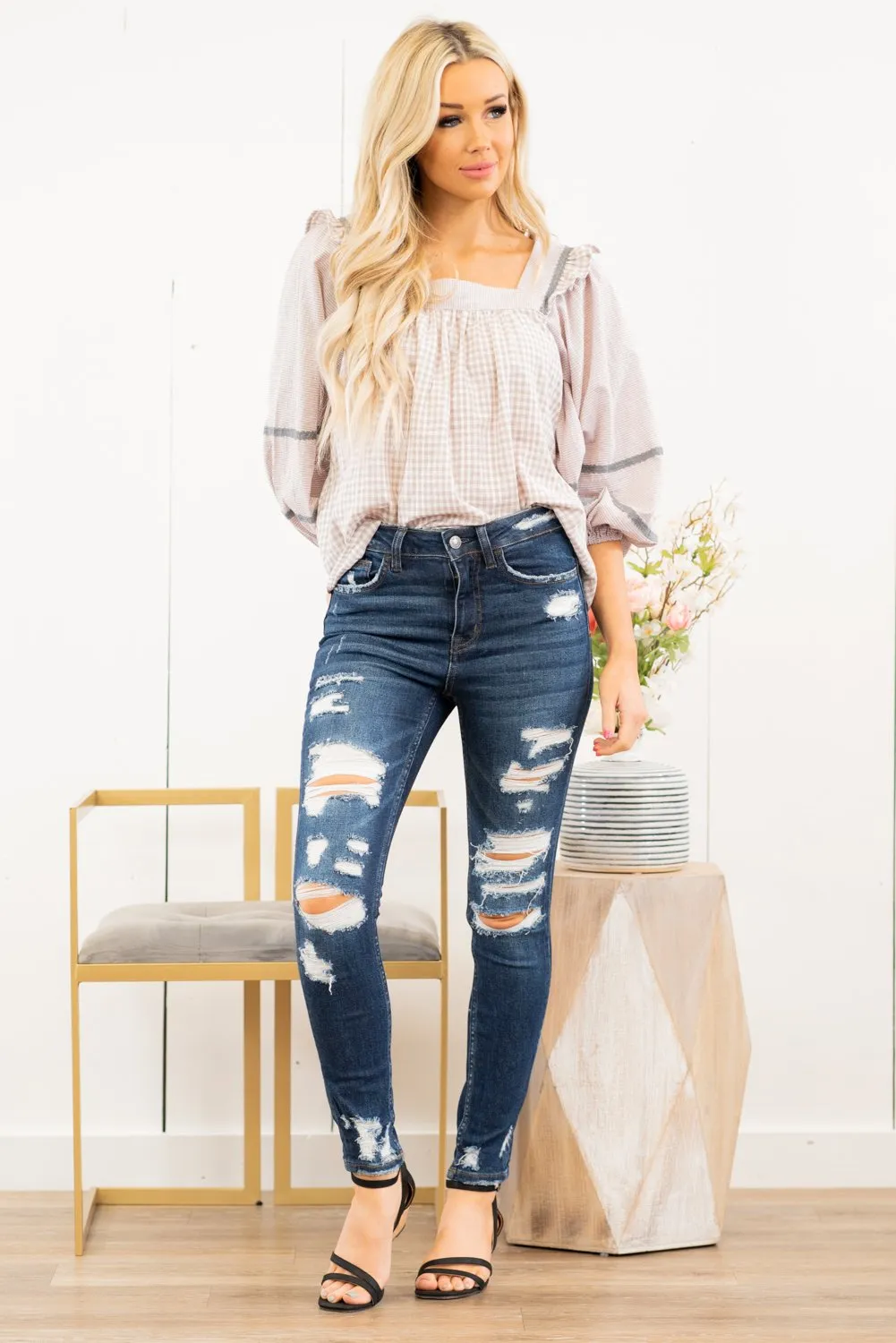 Cleo High Rise Distressed Skinny