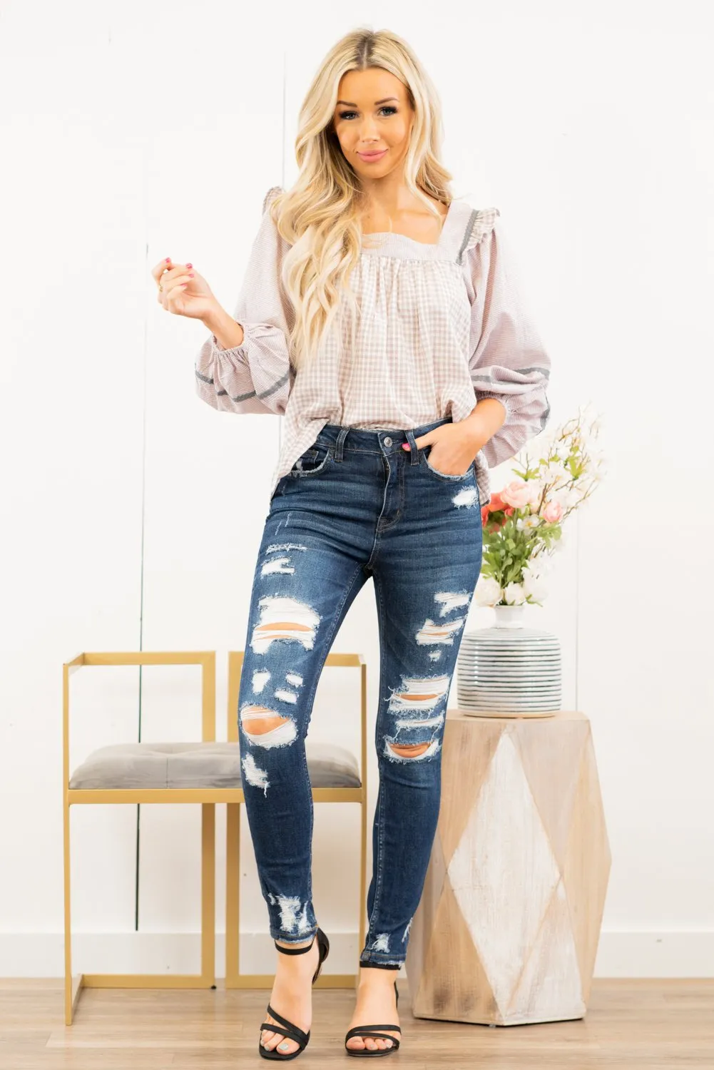 Cleo High Rise Distressed Skinny