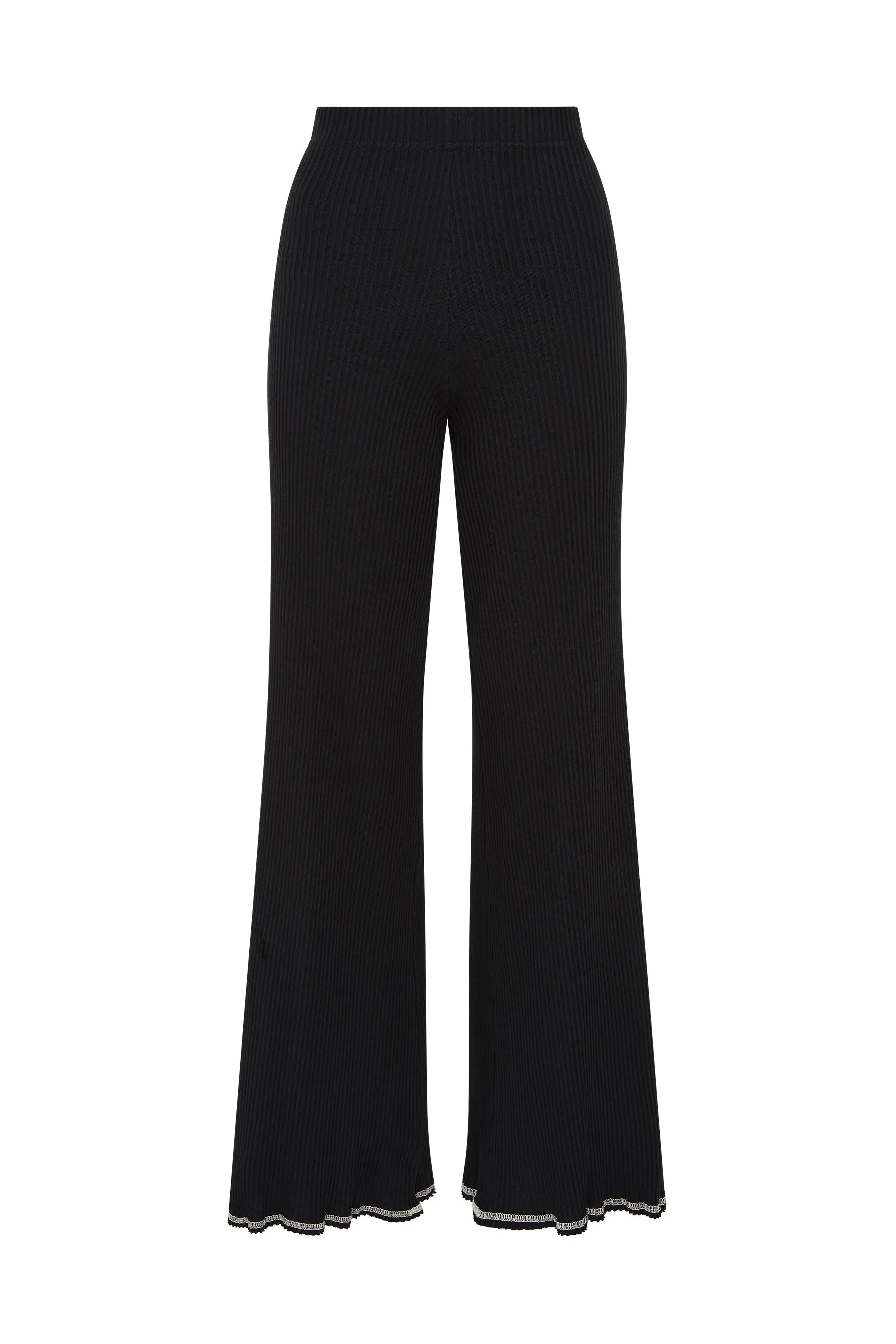 cropped rib straight leg pant