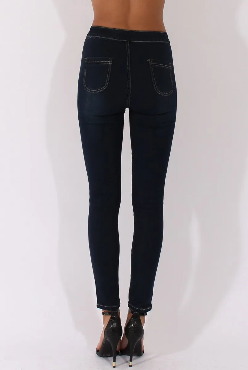 Dark Blue High Waisted Jeans - Jupiter