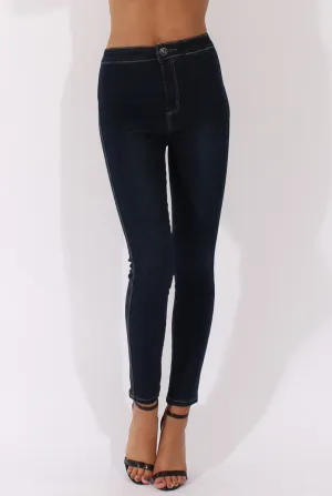 Dark Blue High Waisted Jeans - Jupiter