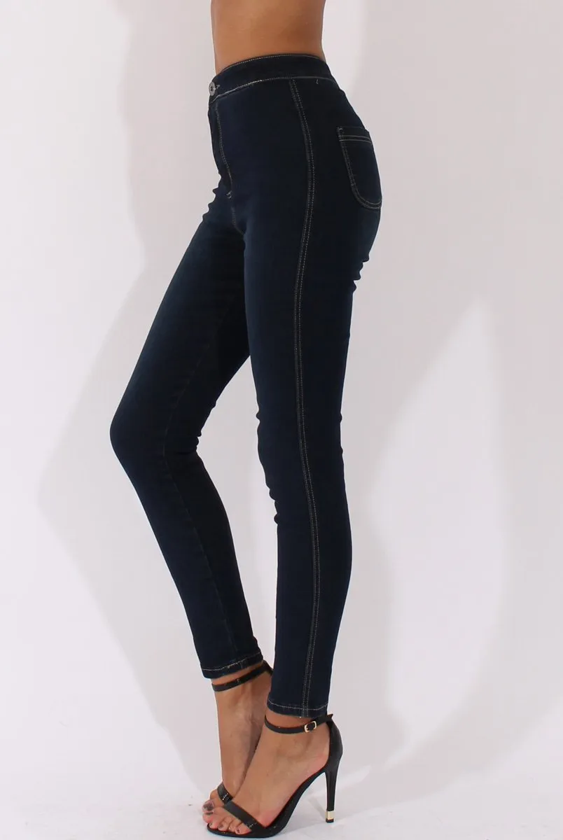 Dark Blue High Waisted Jeans - Jupiter