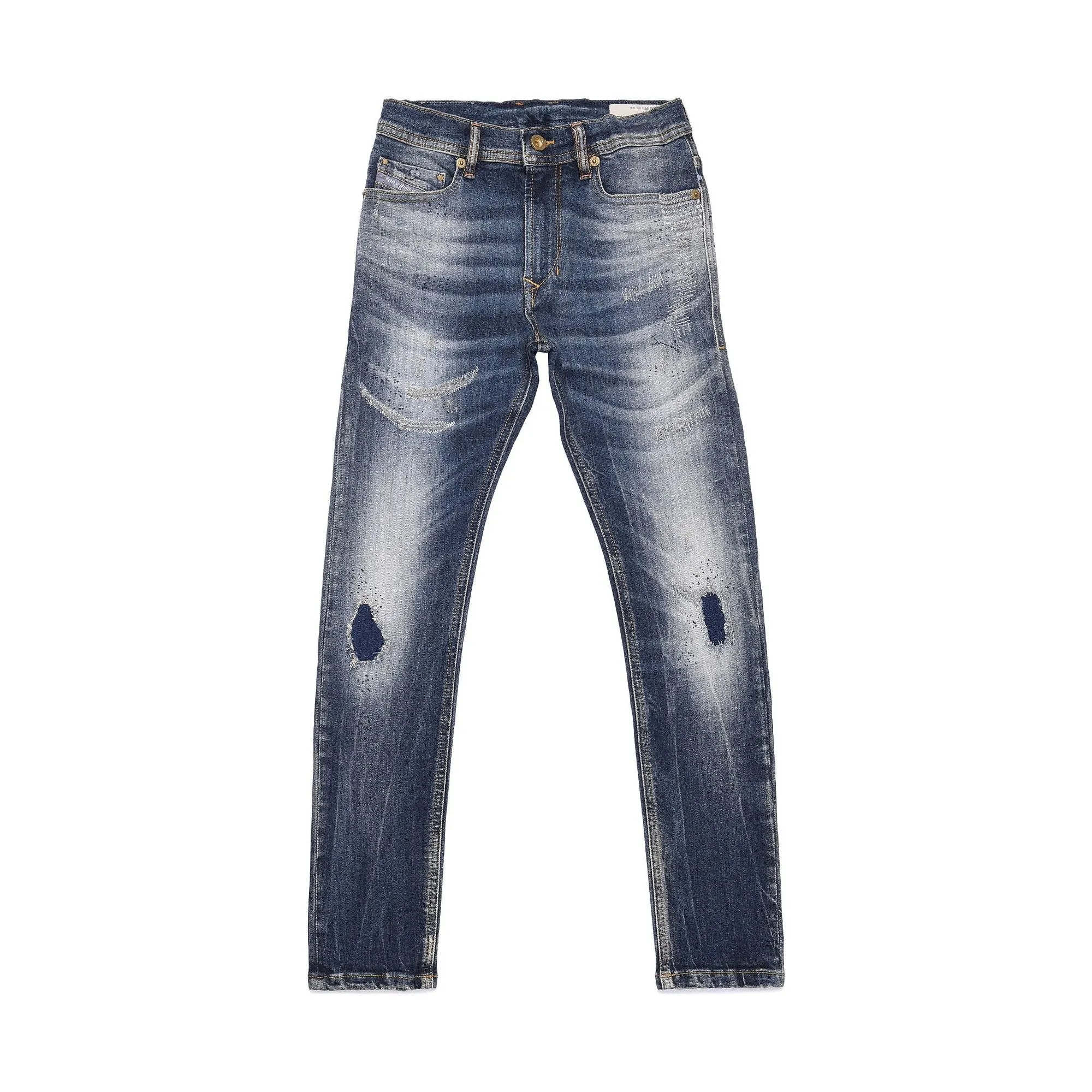 Diesel Boys Tepphar Skinny Ripped Jeans in Washed Mid Blue