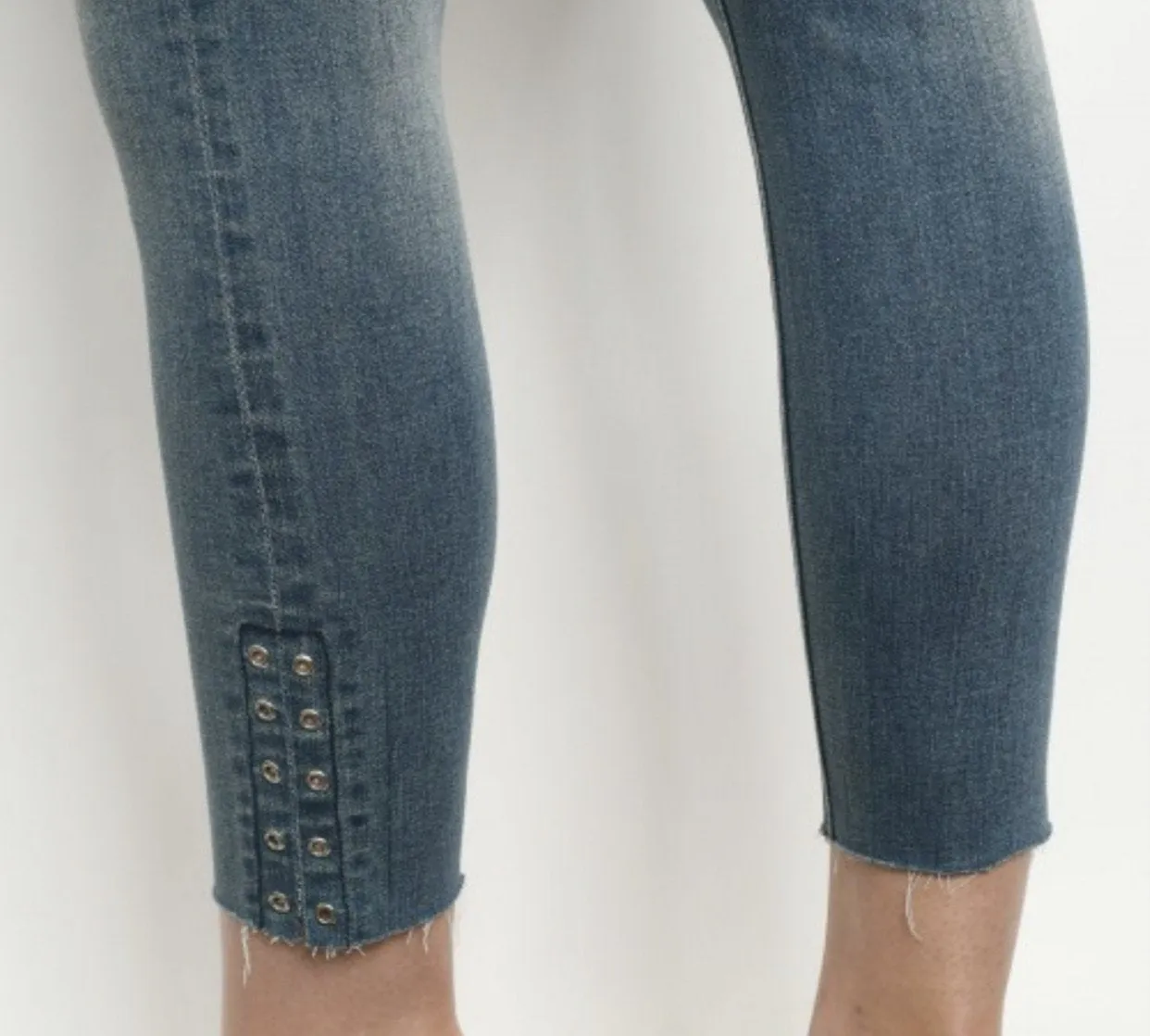 Distressed Skinny Jean with Grommet Detail*