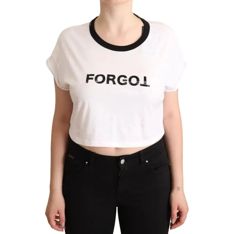 Dolce & Gabbana White Forgot Print Short Sleeves Crop T-shirt