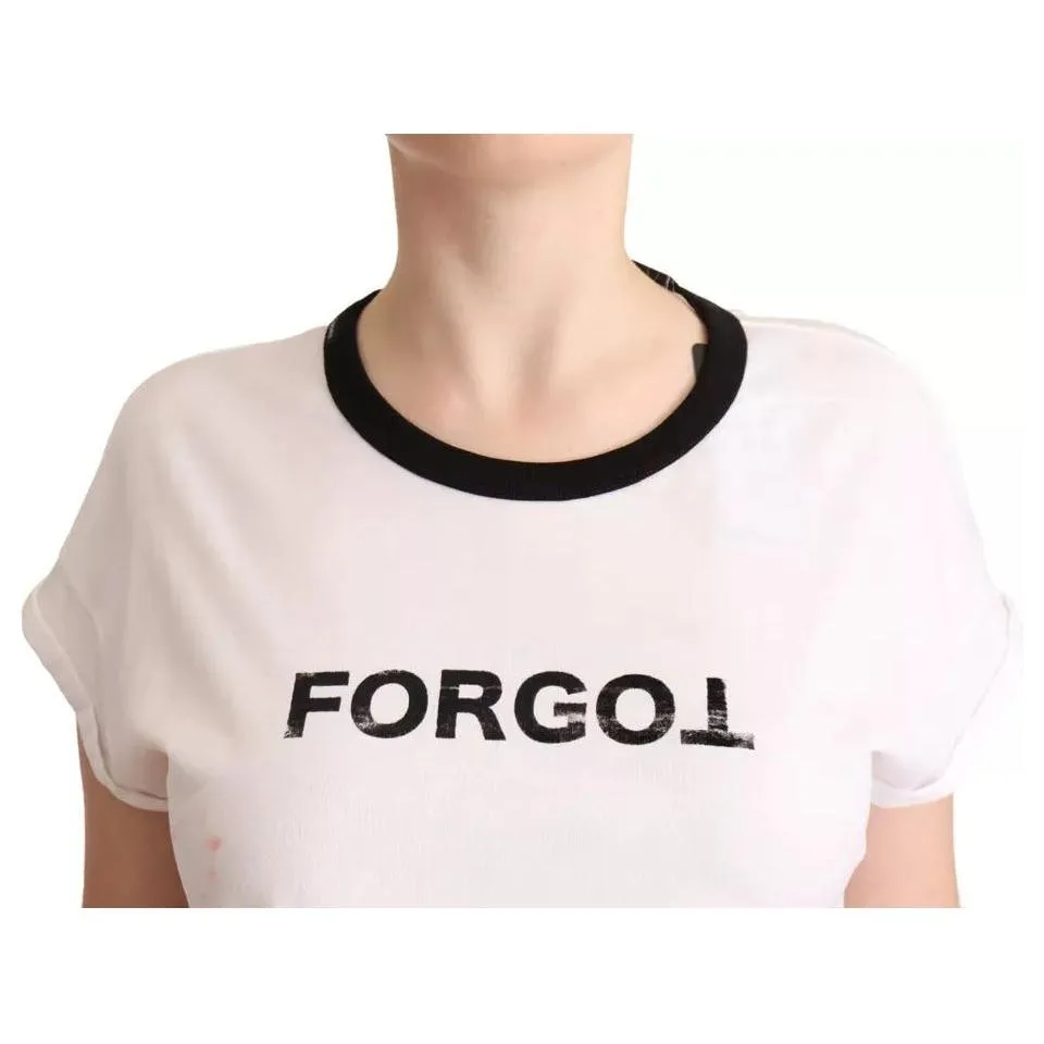 Dolce & Gabbana White Forgot Print Short Sleeves Crop T-shirt