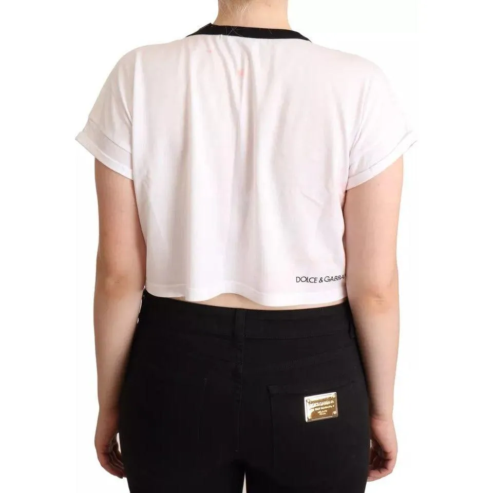 Dolce & Gabbana White Forgot Print Short Sleeves Crop T-shirt