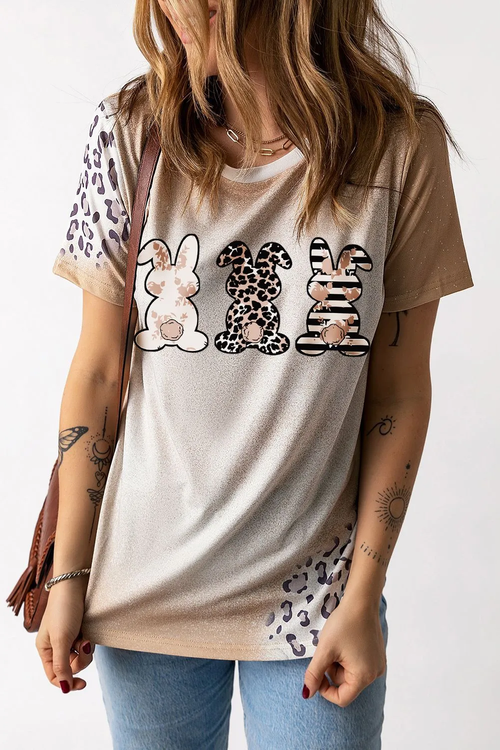 Easter Leopard Rabbit Graphic T-Shirt