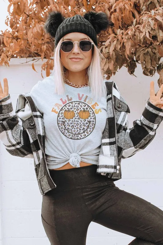 FALL VIBES LEOPARD PUMPKINS GRAPHIC TEE PLUS SIZE