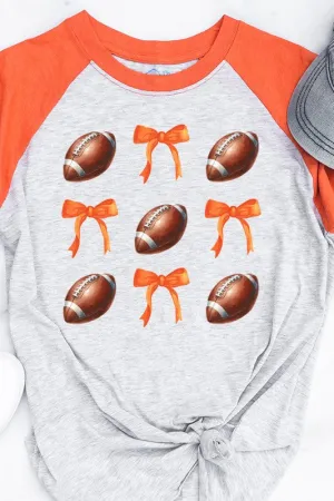 *Game Day Football Bows Orange Graphic Raglan