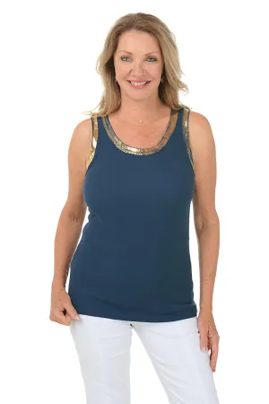 Gold Shimmer Trim Cotton Tank