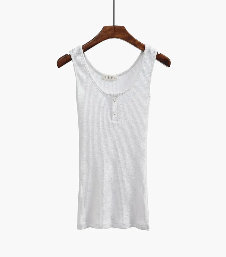 Halter Bandage Sexy Crop Solid Cotton Tank Vest Slim Skinny Solid Sleeveless