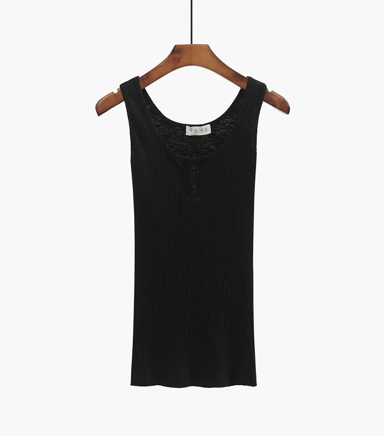 Halter Bandage Sexy Crop Solid Cotton Tank Vest Slim Skinny Solid Sleeveless