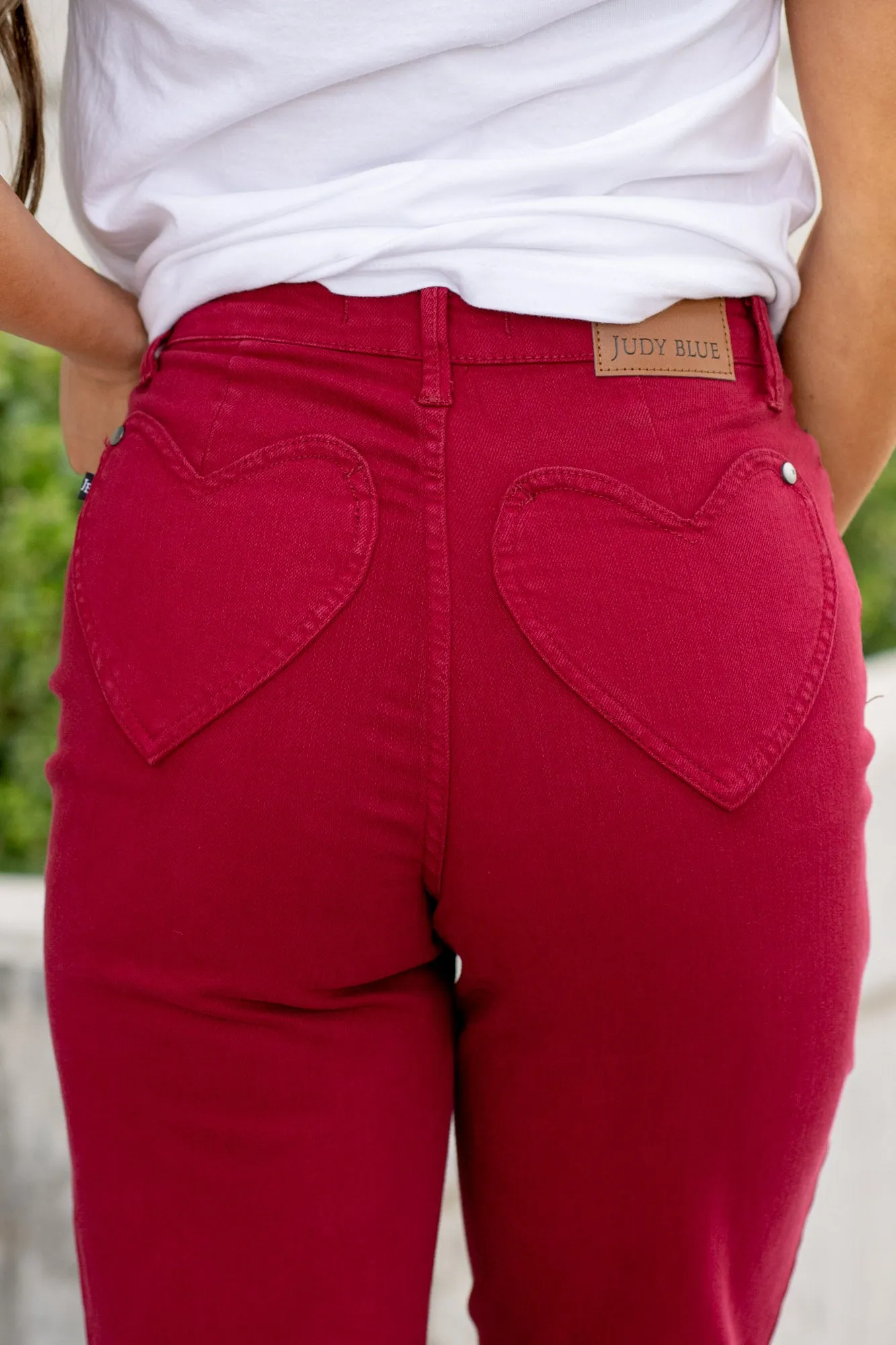 Heart Shaped High Rise Red Straight Leg Regular & Plus Sizes