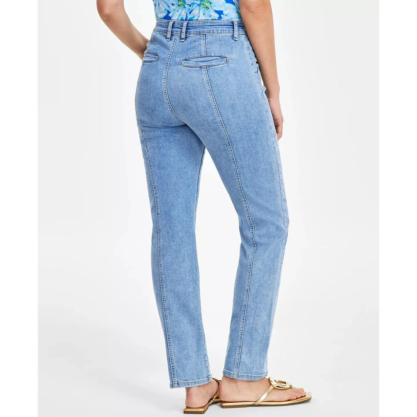 High-Rise Seamed Straight-Leg Jeans