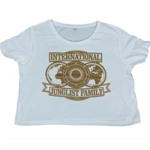 International Junglist Familly White and Gold Crop Top