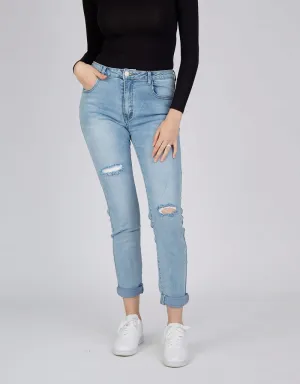 Jeans Mom Fit Ripped with Lining