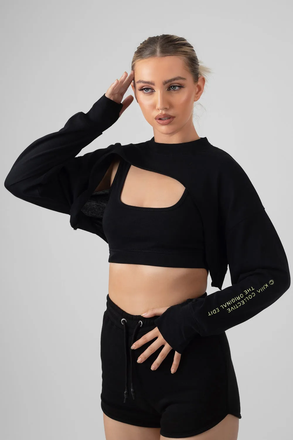 Layered Cropped T-Shirt Black