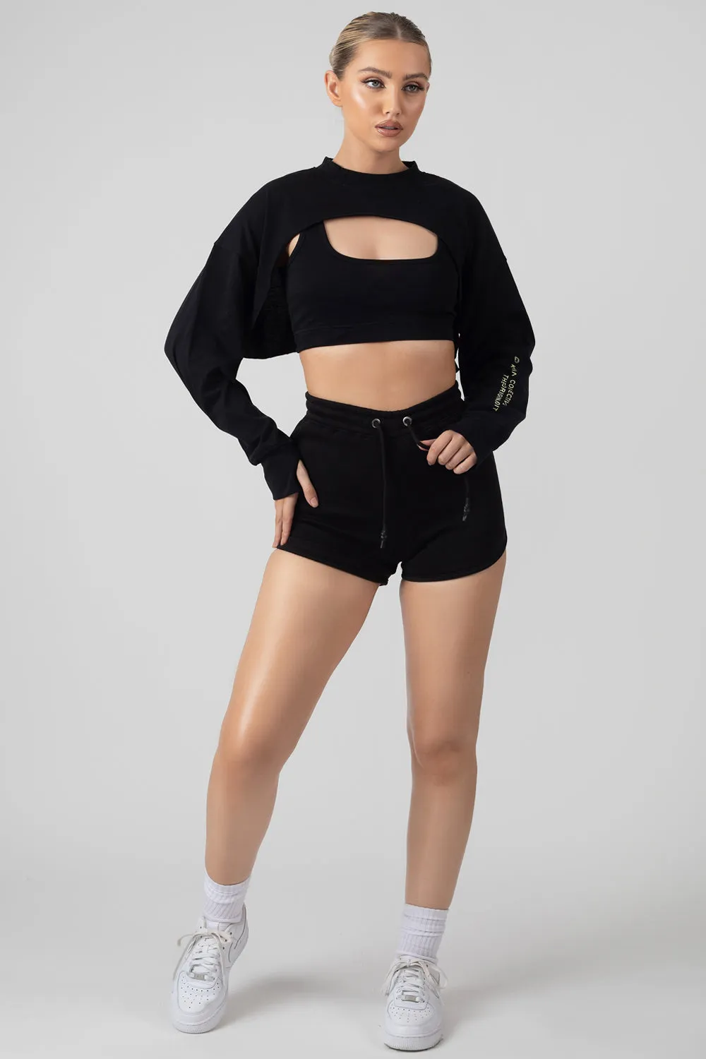 Layered Cropped T-Shirt Black