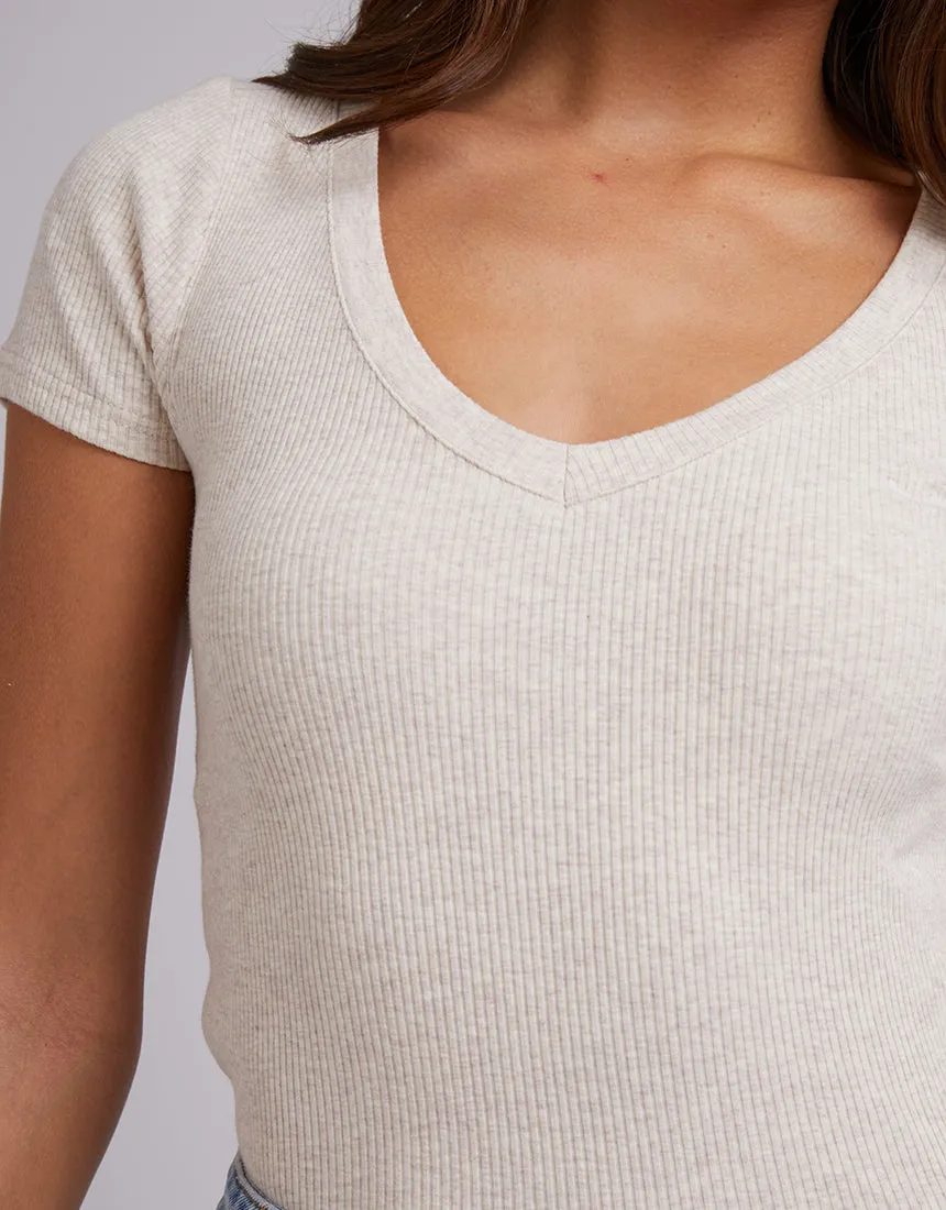 Lily V Neck Tee Oatmeal