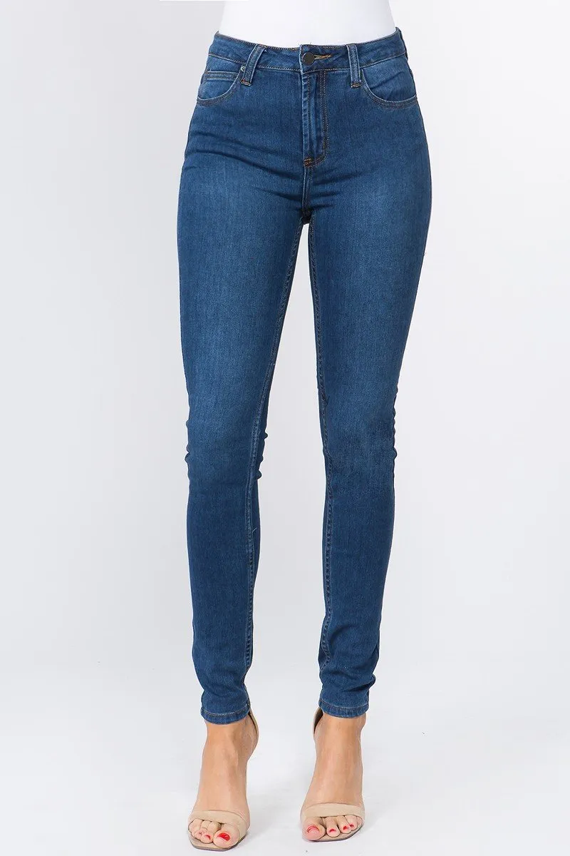 Low Rise Dark Blue Denim Skinny Jeans