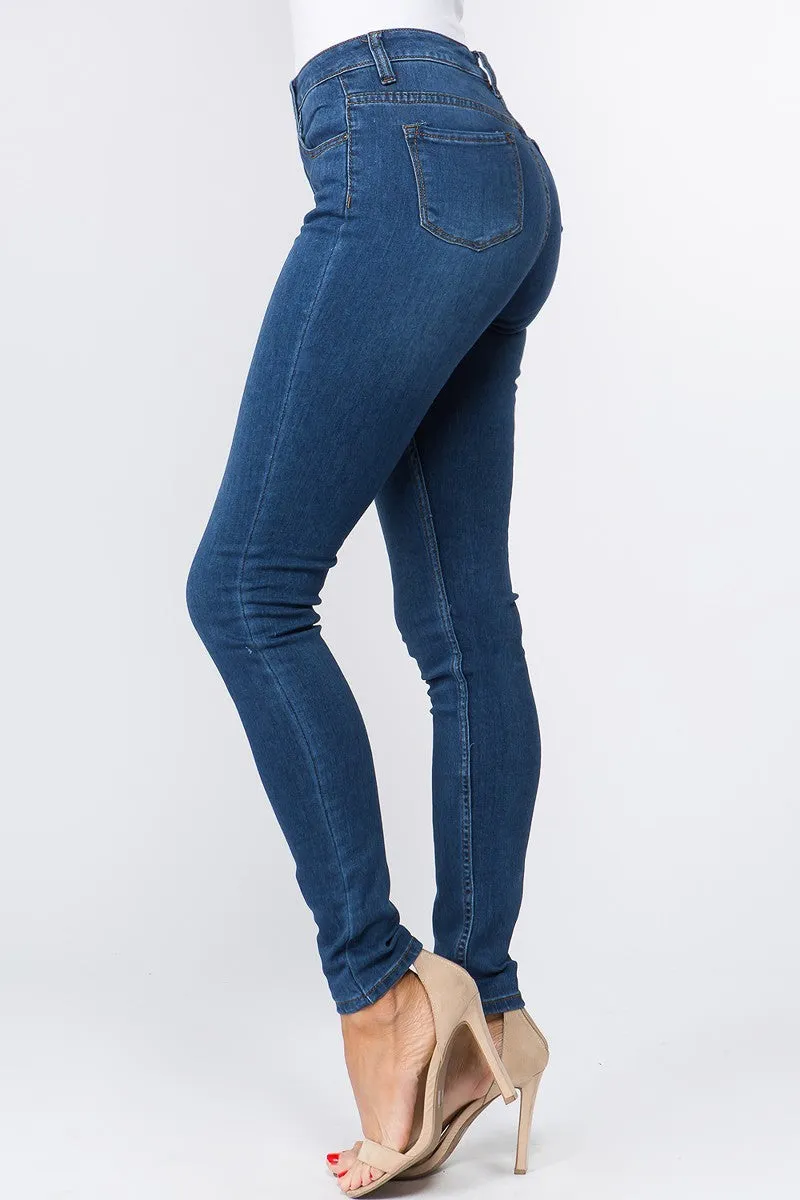 Low Rise Dark Blue Denim Skinny Jeans