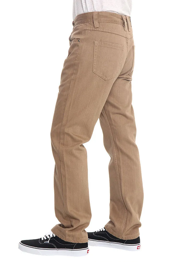 Men's Straight Fit Colored Denim Jeans (Dark Khaki)