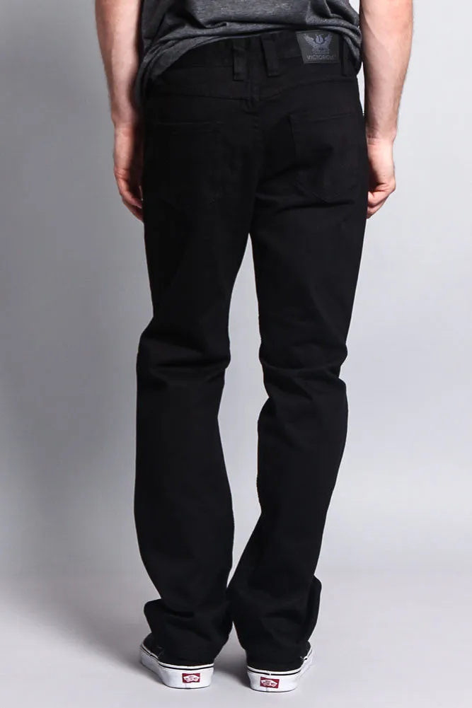 Men's Straight Fit Colored Denim Jeans (Jet Black)